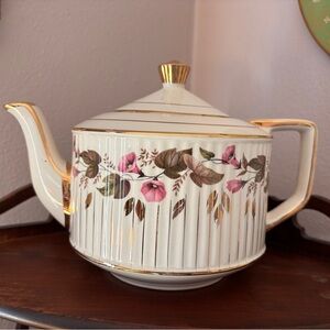 Sandler Teapot England Vintage 3083 Gold Gild Morning Glory